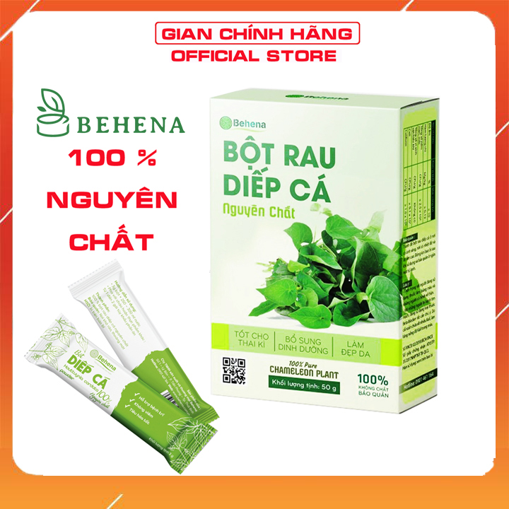 Bột Diếp Cá Nguyên Chất Sấy Lạnh Behena (50g)-Công Nghệ Sấy Lạnh-Nghiền Mịn Bằng Cối Đá-Hỗ Trợ Bệnh Tr.ĩ-Ngừa Táo Bón