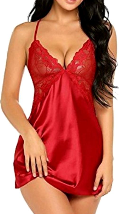 Váy ngủ dây chéo phi bóng phối ren kèm quần lọt khe VN11 , Freesize
