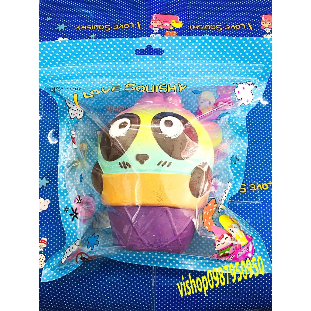 Squishy Lớn JUMBO Hình cốc kem gấu mắt to Đồ Chơi Xốp Giảm Stress Hình mềm mịn dễ Thương đàn hồi Cho Bé