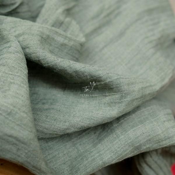 Vải Linen - xô dệt ngang xanh rêu