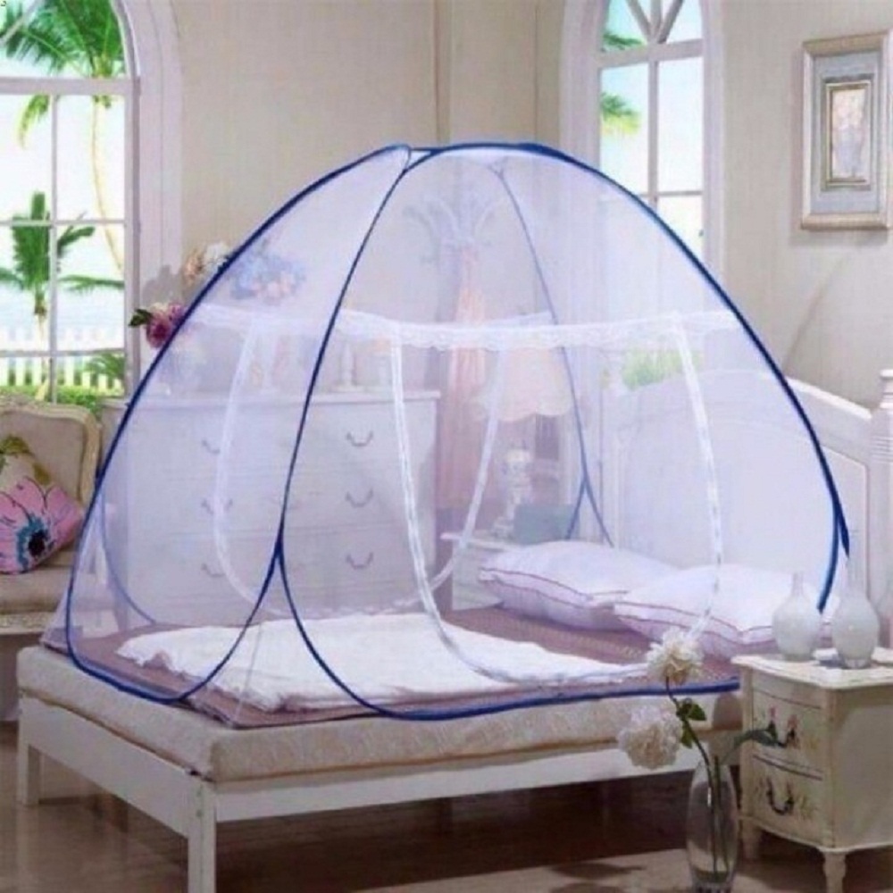 Màn chụp du lịch gấp gọn khung thép cao cấp kích thước 1,8m x 2m giao màu họa tiết ngẫu nhiên