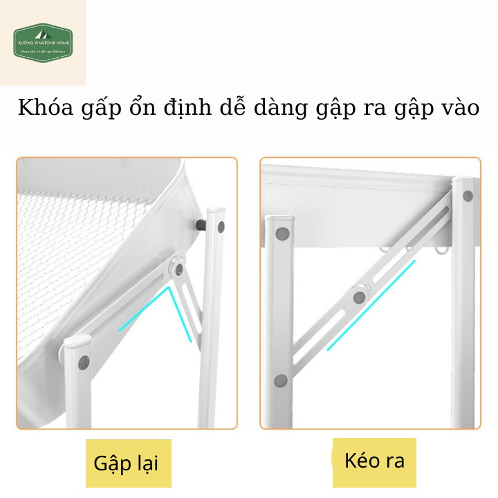 Kệ Sắt Đa Năng 3 Tầng Gấp Gọn - Xe Đẩy Đồ Tiện Lợi Không Cần Lắp Đặt - Phong Cách Hiện Đại Đa Năng