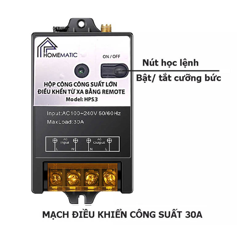 BỘ CÔNG TẮC 30A ĐIỀU KHIỂN BẰNG REMOTE TẦM XA HPS3 220V