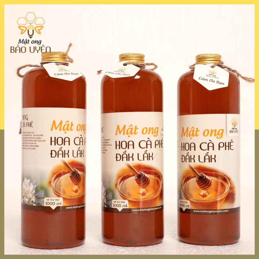 Combo 3 Lít Mật Ong Hoa Cà Phê Nguyên Chất Bảo Uyên Chống Oxy Hóa Tăng Cường Sức Đề Kháng