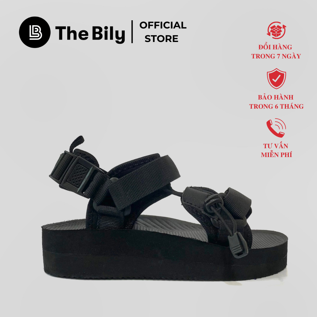 Giày Sandal Nữ The Bily 01W Quai Chéo Dây Rút - Màu Đen BL01WD