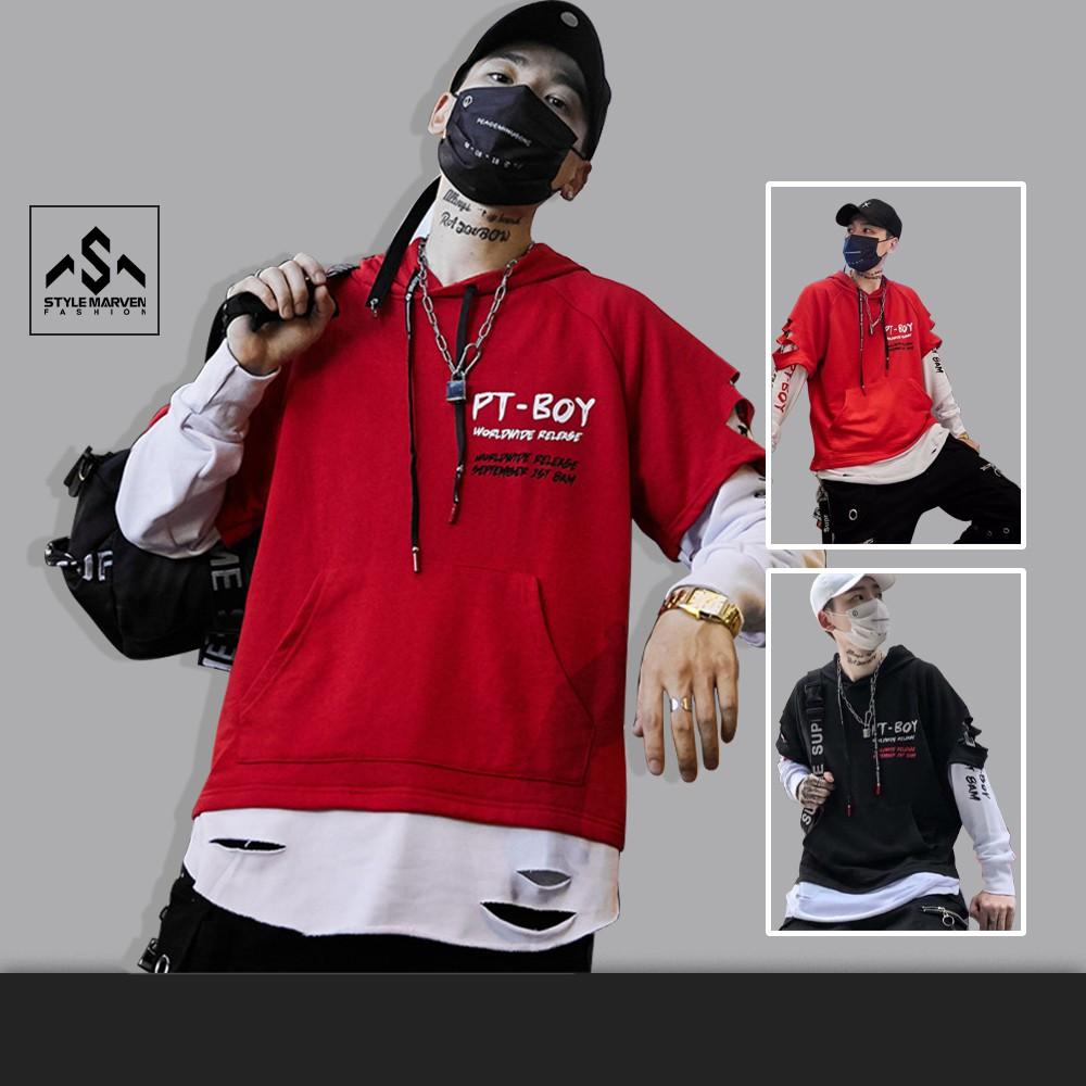 Áo hoodie nam PT BOY mũ trùm hai lớp STYLE MARVEN form rộng Hàn Quốc - AO TOP NAM 90000126CC