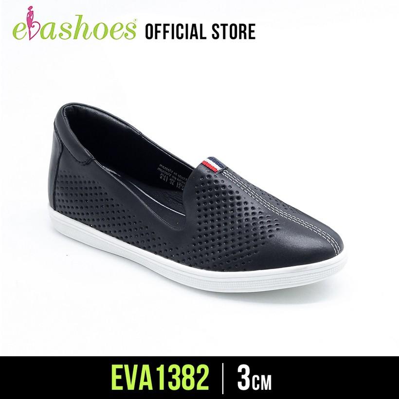 Giày Slipon Đế Độn 3cm Da Tổng Hợp Evashoes - Eva1382(Màu Đen, Trắng