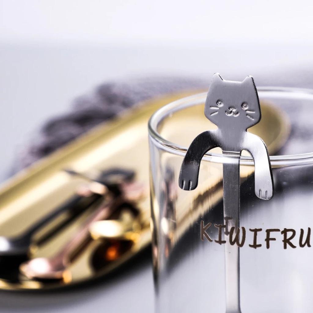 Premium Stainless Steel Coffee Spoon Mini Creative Cat Shape Iced Tea Spoon Teaspoons for Dessert Coffee Sugar Cake Ice Cream Soup Kitchen Restaurant