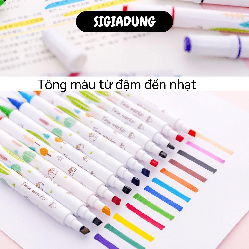 Bút Màu Nước - Bộ 24 Bút Lông 2 Đầu, Tô Màu Vẽ Tranh Nhiều Màu Cho Bé Vẽ, Highlight 6351