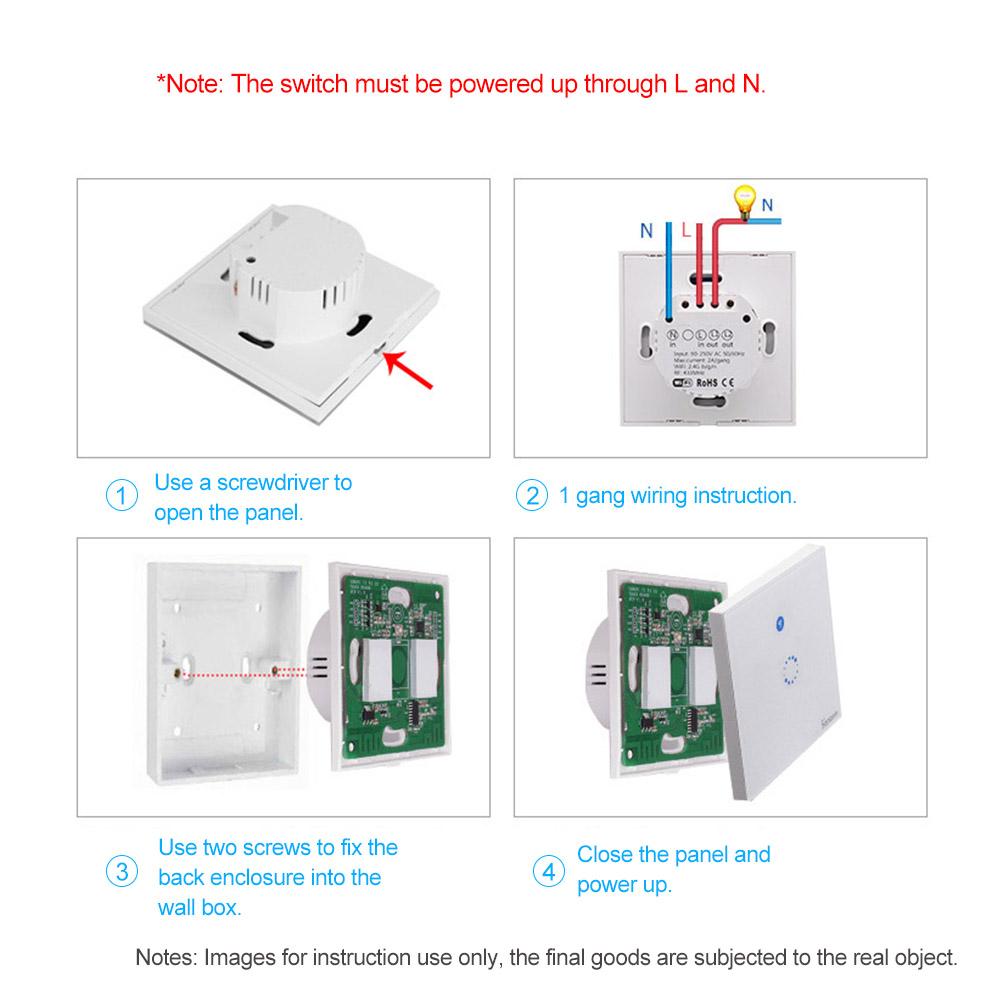 SONOFF T1 EU ITEAD Smart WiFi Wall Light Touch Switch Wireless 1 Gang Touch/WiFi/433MHz RF/APP Remote Control Timing Function Support for Google Home/Nest and Amazon Alexa Smart Home