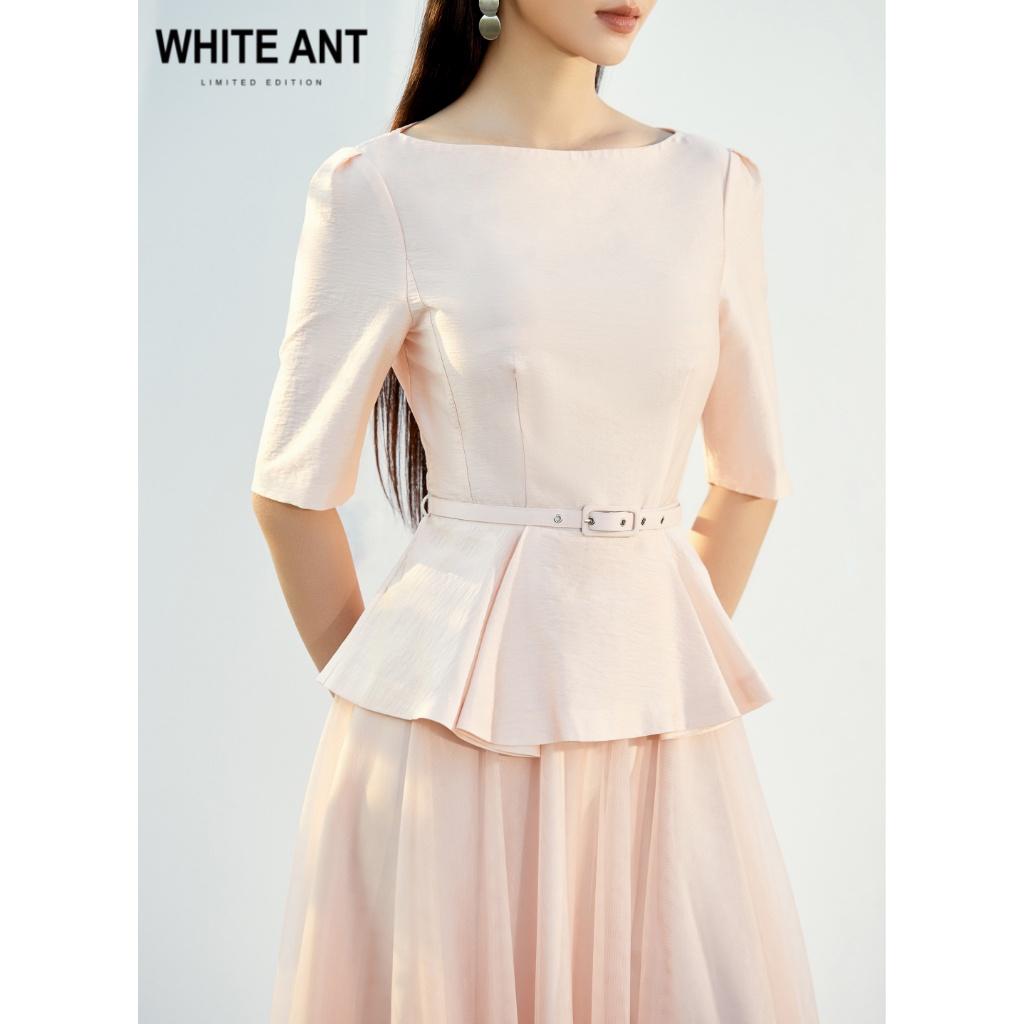 Áo Peplum Nữ WHITE ANT DORIS BOAT NECK SHIRT Thiết Kế Xếp Nếp Ở Eo, Chất Liệu Vải Tencel Mặt Sứ Mềm Mại 170300128