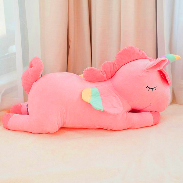 Gấu bông ngựa một sừng unicorn nằm (50 cm) gb45 (Màu Hồng)