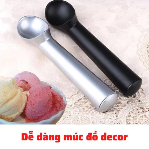 muỗng thìa gang đúc múc kem, sữa chua trân châu, muôi múc hoa quả khoét thịt viên cao cấp không gỉ dụng cụ pha chế