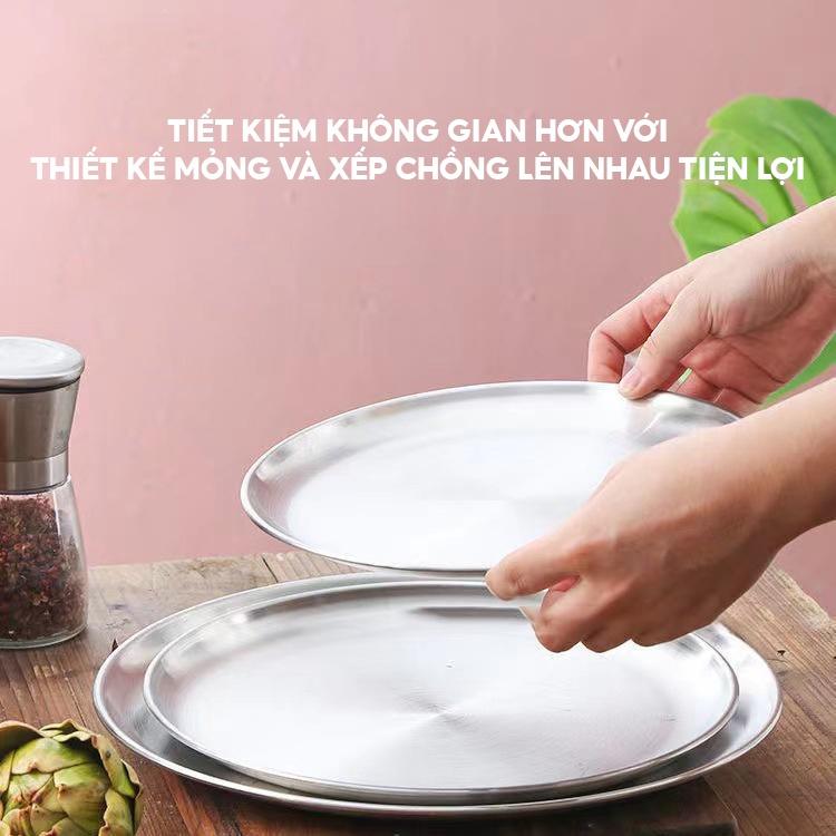 Dĩa Ăn Tròn Dĩa Đựng Trái Cây Hoặc Décor Bàn Ăn Bằng Inox Màu Bạc Và Vàng Sang Trọng Đủ Loại Kích Cỡ BXG-111