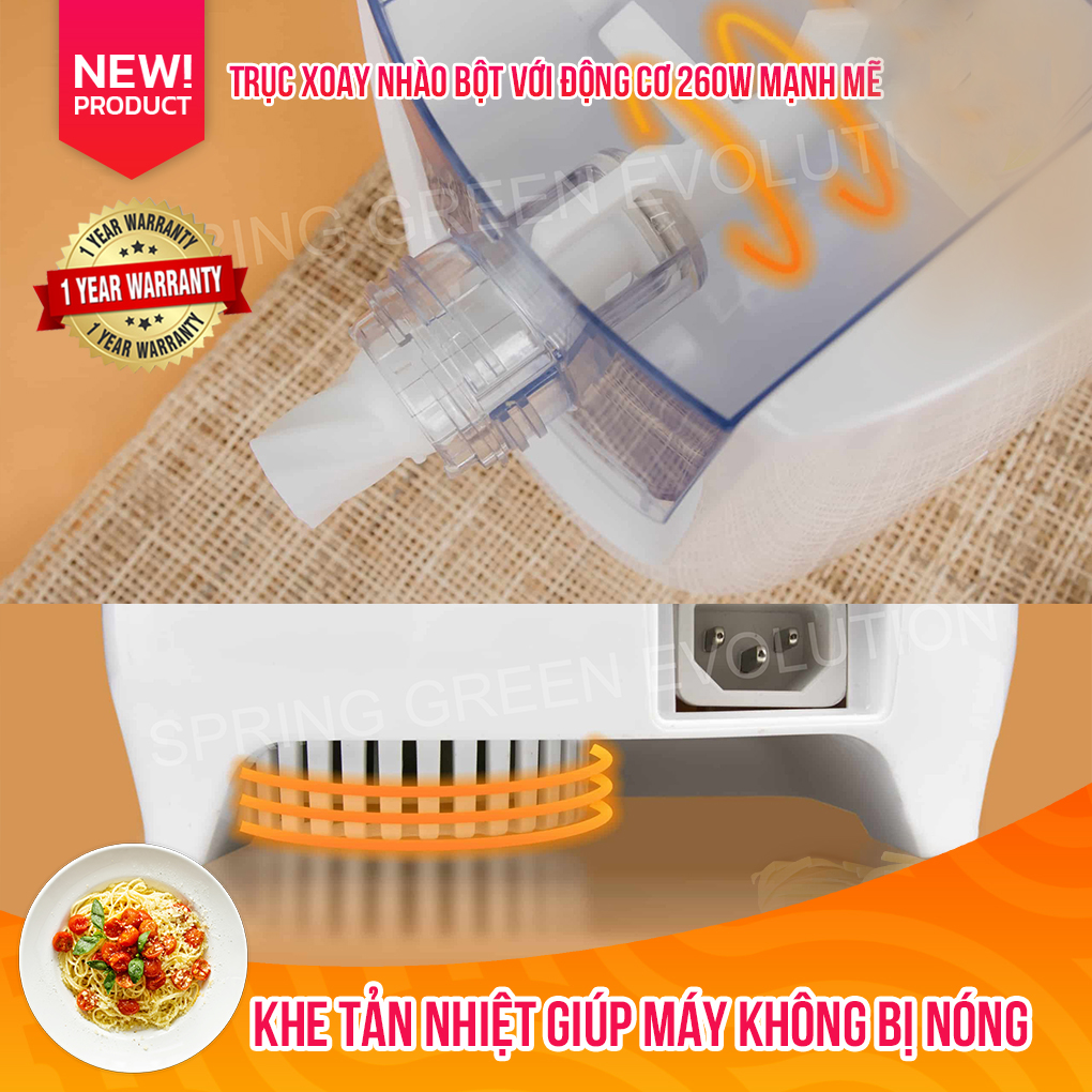 Máy Làm Mì Pasta Maker Thế Hệ Mới Nhất. Làm Được Mọi Loại Sợi Theo Yêu Cầu Với 9 Đầu Tặng Kèm. Hàng Nhập Khẩu Cao Cấp Chính Hãng SGE Thailand