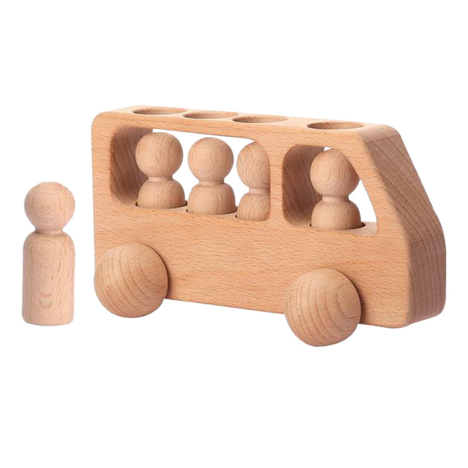 Wooden Car Playset Peg Dolls Learning Educational Toy Playset for Kids Gifts