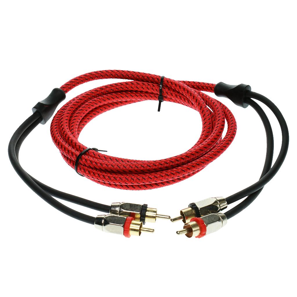 2 Meters 2RCA Male To 2RCA Male Car Stereo Audio Power Cable Wire Universal