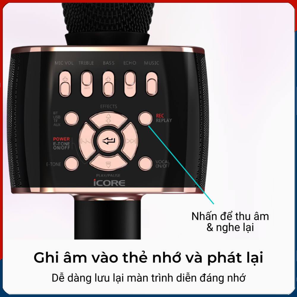 Micro Karaoke kèm loa bluetooth iCore M99-PRO - Hàng chính hãng