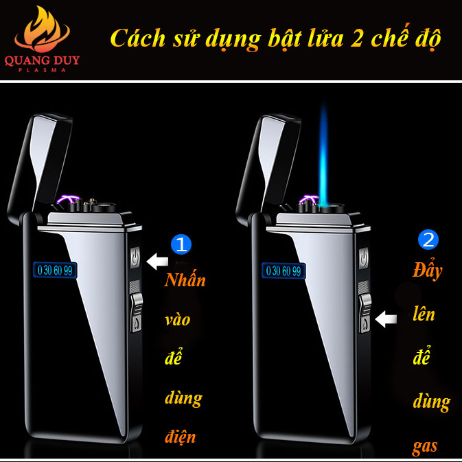 Bật lửa điện 2 chế độ vừa điện plasma vừa khò gas độc lạ