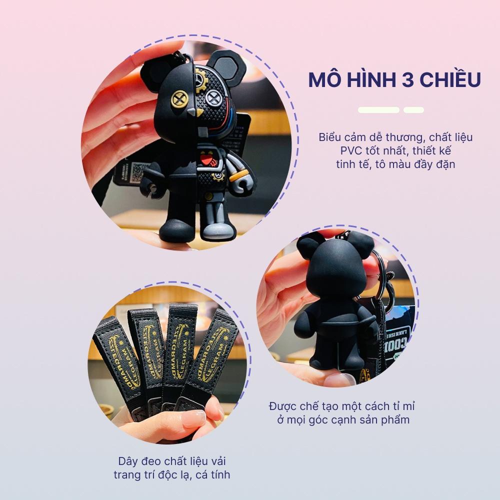 Móc khóa BearBrick Robot cool ngầu độc lạ chất liệu PVC làm quà tặng, móc khoá xe, trang trí balo túi xách