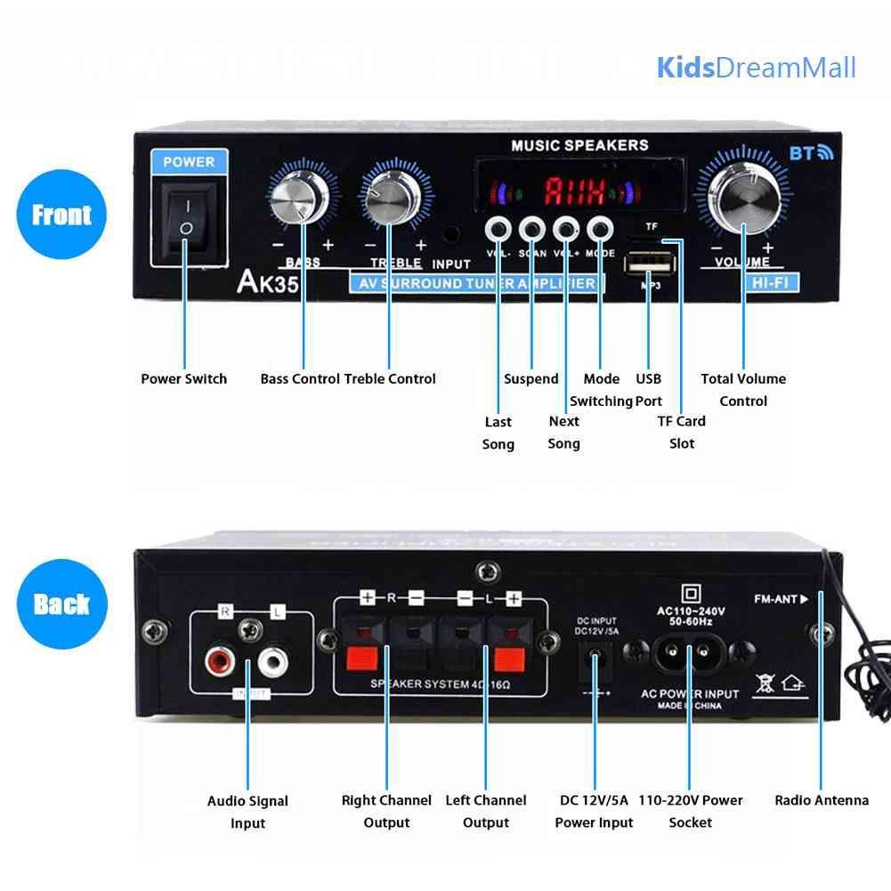 Mới Bộ Khuếch Đại Âm Thanh Bluetooth AK35 HiFi Có Cổng USB TF RCA