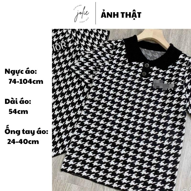 Áo thun tay ngắn, cổ polo, vải len xin xắn thích hợp đi làm, đi chơi