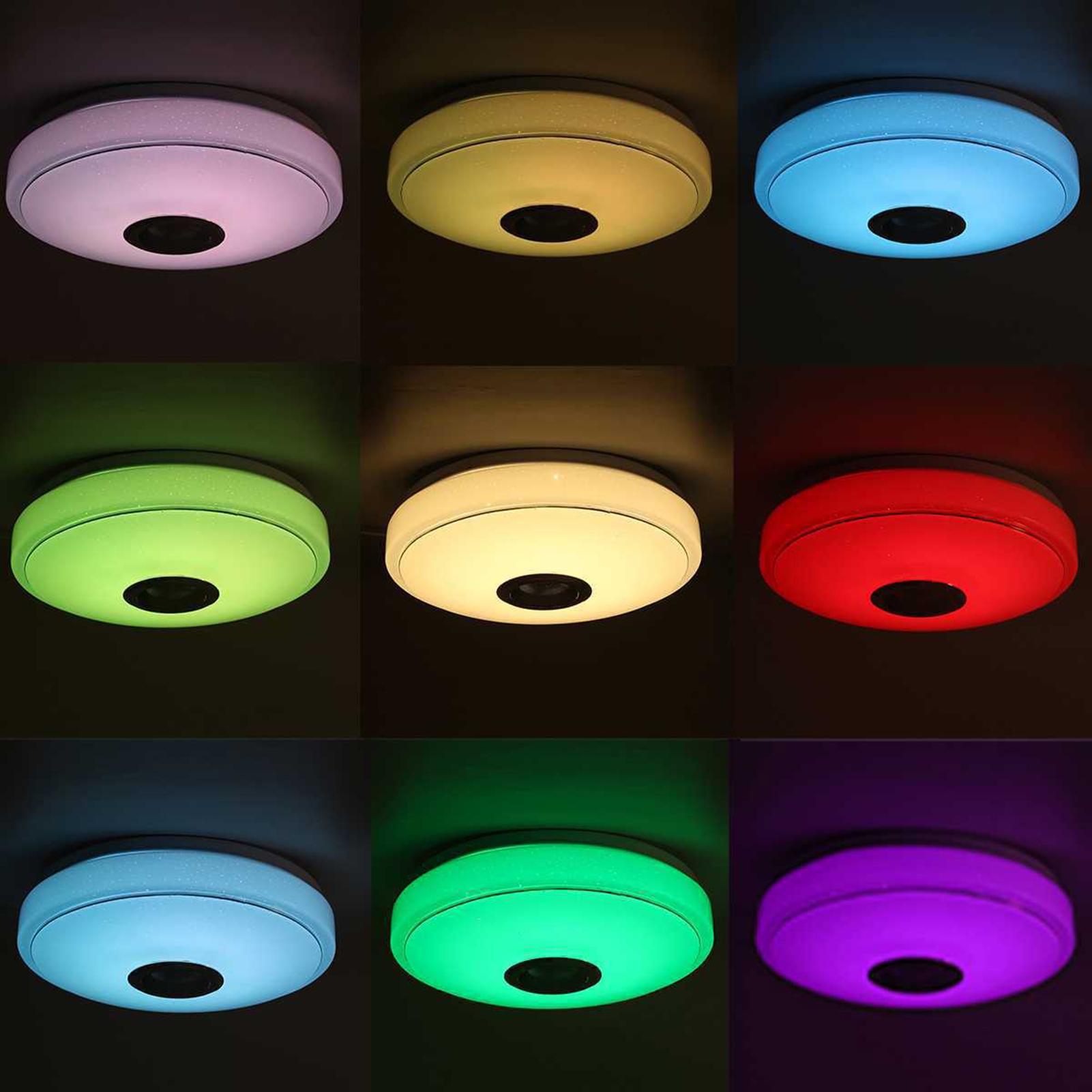 Đèn trần wifi, kết nối bluetooth, điều khiển từ xa, phát sáng nhiều màu, ích hợp loa chất lượng cao, chất lượng âm sắc vượt trội, tinh tế.