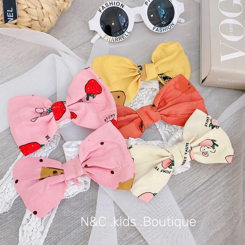 Set đồ bộ áo cánh tiên kèm quần chip bỏ bỉm và băng đô nơ ren cho bé gái - đồ ngủ sơ sinh turban - áo quần trẻ em