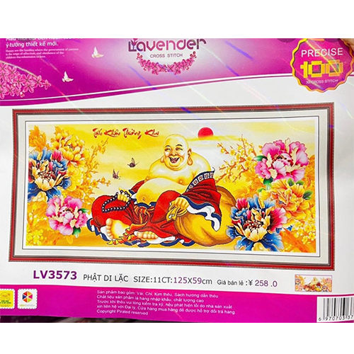 Tranh thêu chữ thập Phật Di Lặc nhiều mẫu và kích thước