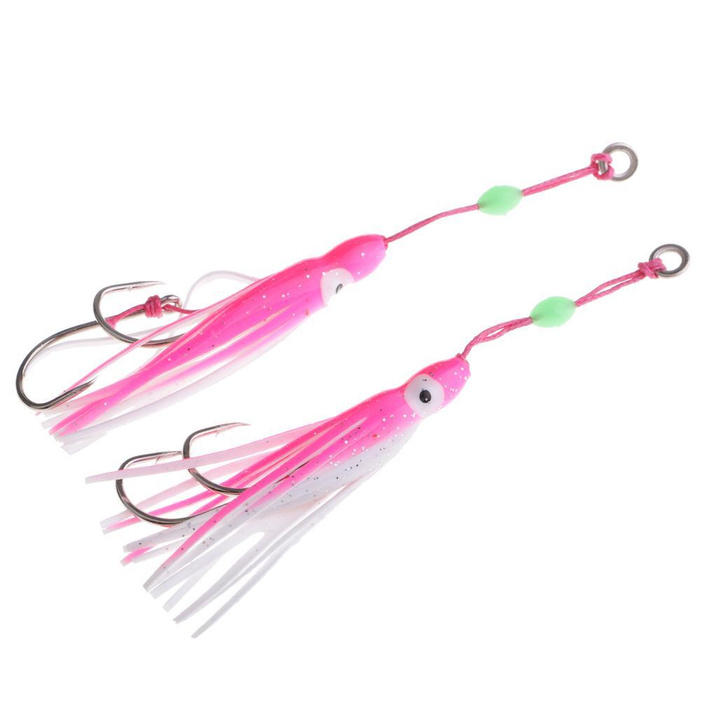 Squid Jig Fishing Lure Saltwater Bait Octopus Skirt w/Steel Hooks