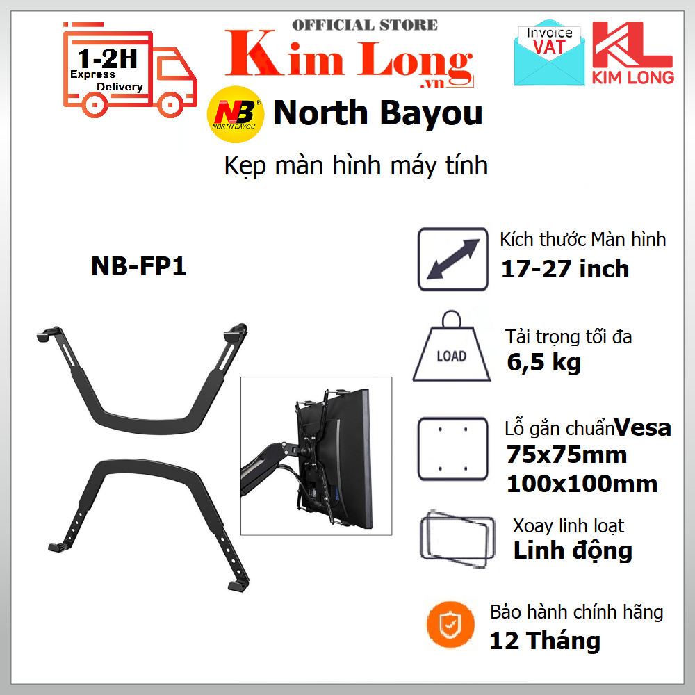 Kẹp màn hình North Bayou NB FP-1 màn hình từ 17inch - 27inch Không có lỗ bắt vít giá kẹp - Hàng chính hãng