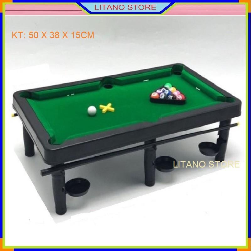 Bàn Bida Mini Cỡ Lớn Kích Thước 50x38x15cm Thân Nhựa, Mặt Dán Nỉ, Chân Có Khay Hứng Bóng Kèm 11 Bóng và 2 Gậy
