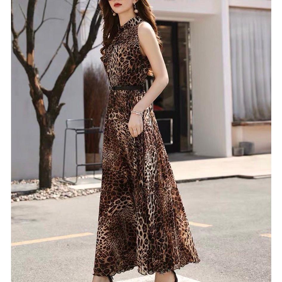 Đầm Maxi Beo Cổ Trụ, Kèm Belt Trẻ Trung, Sành Điệu, Phù Hợp Diện Dạo Phố, Dự Tiệc Sang Trọng