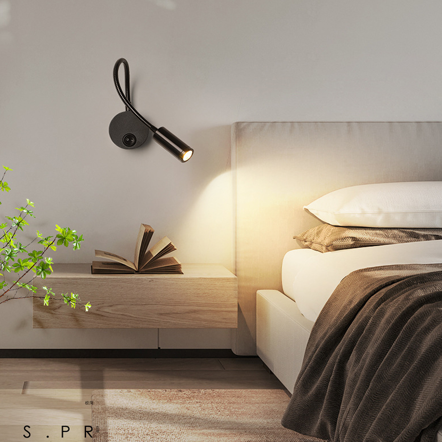 Đèn đọc sách đầu giường LED 3W, Loại gắn tường, Ánh sáng chiếu rọi điểm