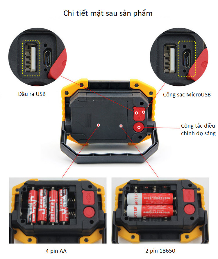 Đèn LED sạc điện đa năng cao cấp 10W- CỔNG SẠC USB, CÔNG TẮC CHỐNG THẤM NƯỚC ( Tặng đèn led mini cắm cổng USB- Màu ngẫu nhiên)