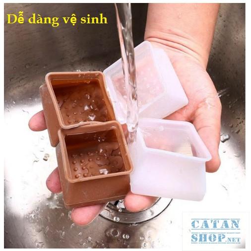 4 Vỏ bọc chân bàn ghế silicon dày hình vuông , miếng silicon dày bọc chân bàn ghế chống trơn - chống trượt