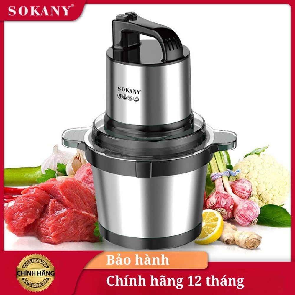 Máy xay thịt, máy xay tói ớt đa năng công suất mạnh mẽ 800W SOKANY SK-7028, dung tích 4L, cối INOX 304 - HÀNG CHÍNH HÃNG - DELIYA