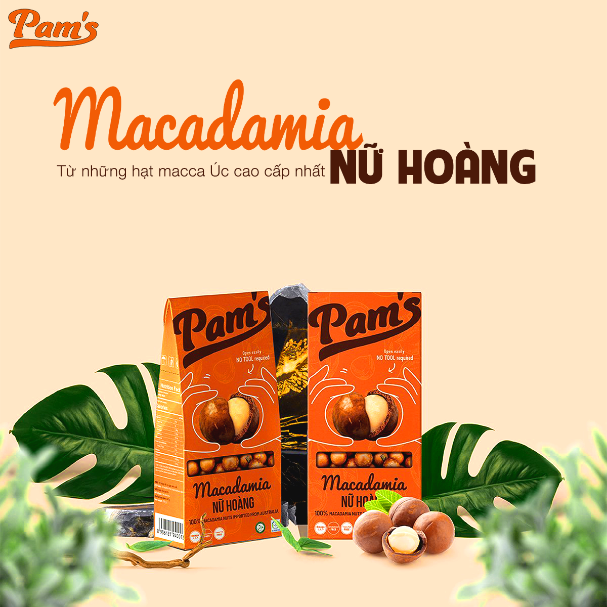 COMBO 2 Maccadamia Nữ Hoàng Nhập Khẩu Úc Pam's - Tách Tay, Sấy Chín Thơm Ngon