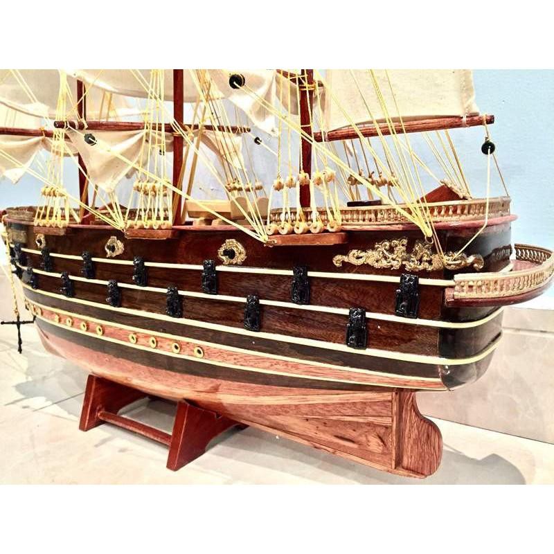 Mô Hình Thuyền Gỗ Trang Trí - Thuyền gỗ chiến NAPOLEON Pháp dài 78cm - Loại I - Thân tàu dài 60 cm