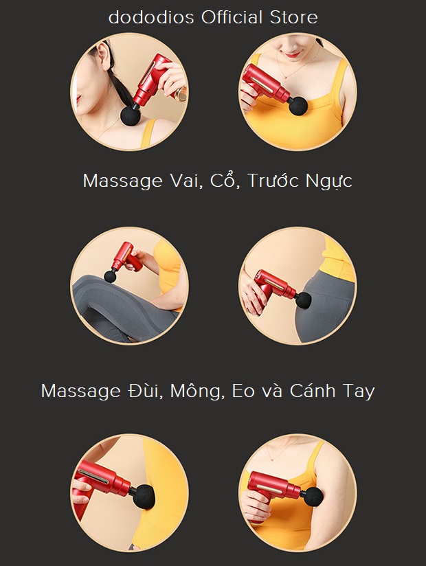 Súng massage cầm tay cao cấp dododios mát xa gun bộ máy giãn cơ đấm lưng matxa đau cổ vai gáy mini - Hàng chính hãng