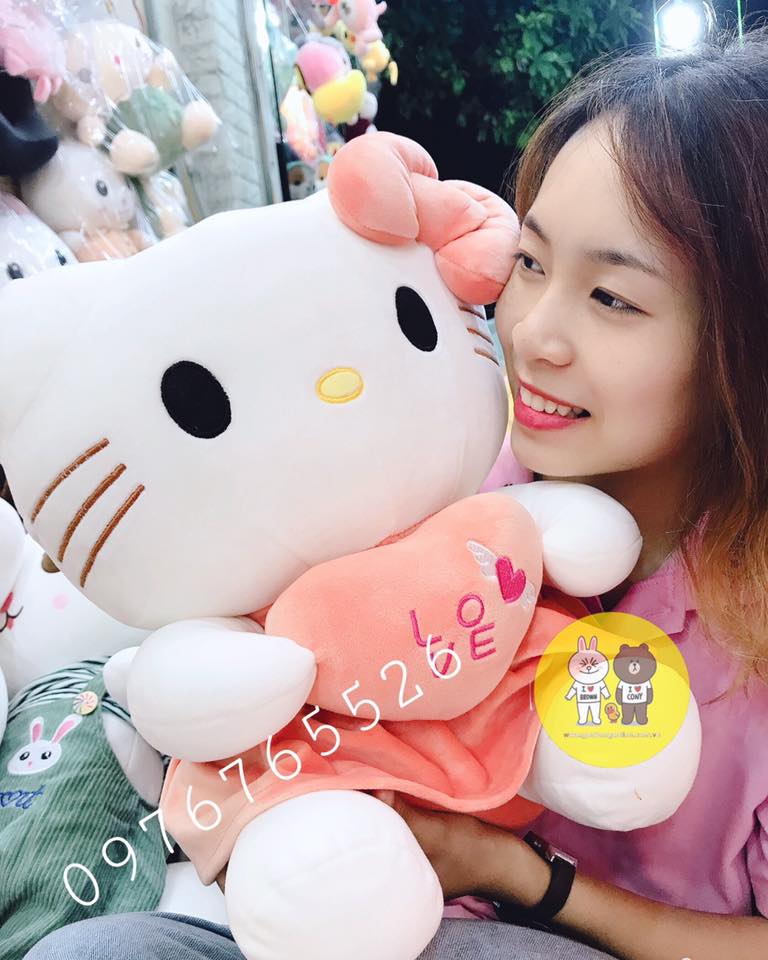 Gấu bông mèo Hello Kitty váy hồng kích thước 30-40-55cm