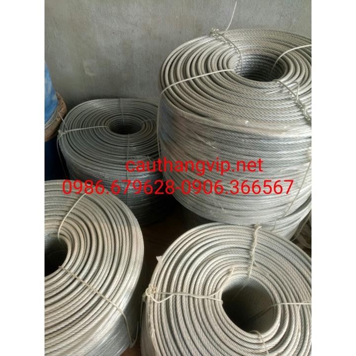 Com bo 10m cáp inox phi 8 bọc nhựa dùng làm dây phơi, trang trí cầu thang.