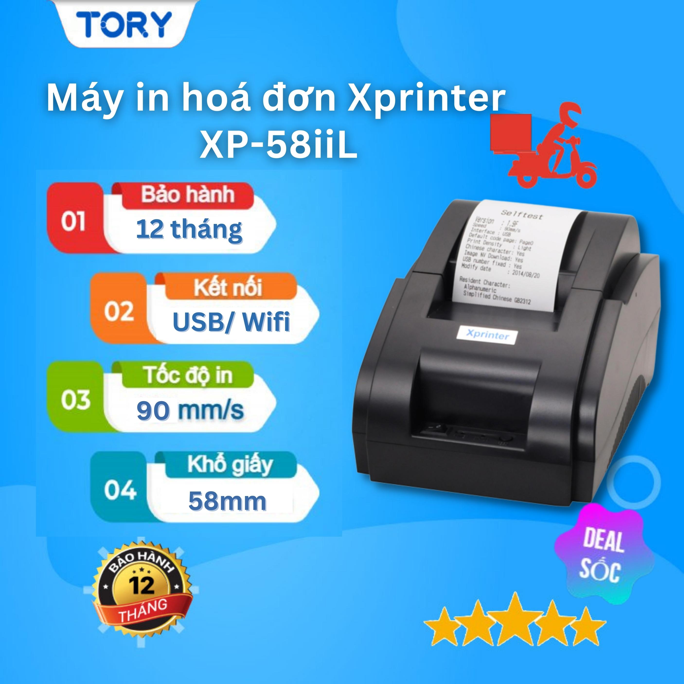 Máy in hoá đơn, in bill Xprinter XP58iiL khổ giấy 58mm kết nối USB, giá siêu rẻ