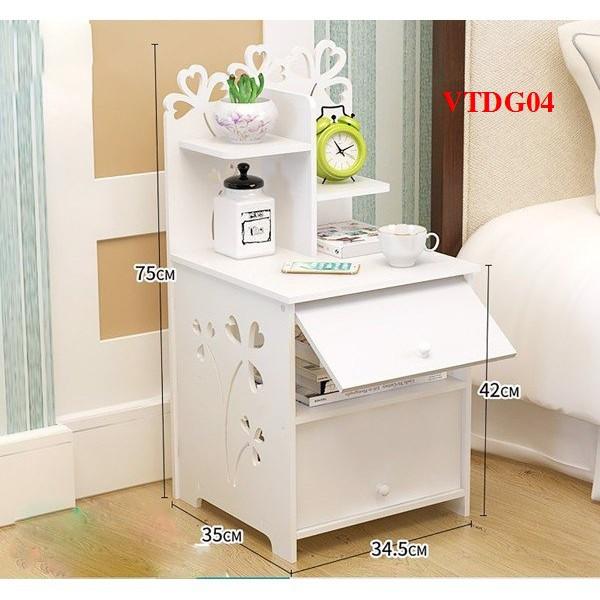 Tủ đầu giường cánh hoa 2 ngăn tủ VTG04 - Nội thất lắp ráp Viendong Adv