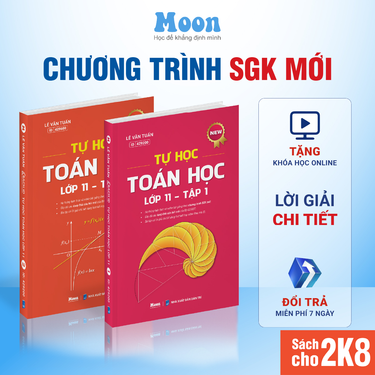 Sách Tự Học Toán Học Lớp 11 Chương Trình Mới - Sách Toán 11 Moonbook - Combo 2 Quyển
