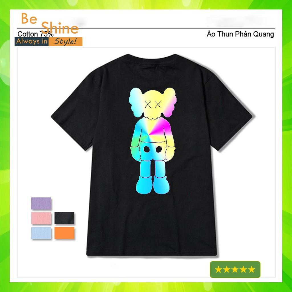 Áo Thun Unisex Hình Gấu XX Phản Quang 7 Màu Form Rộng Thời Trang Nam Nữ Phong Cách Hàn Quốc