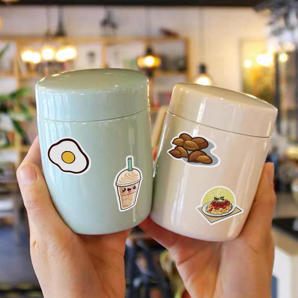 Set 50 Cái STICKER Food Chống Thấm Nước Trang Trí Điện Thoại , Laptop , Vali Siêu Cute