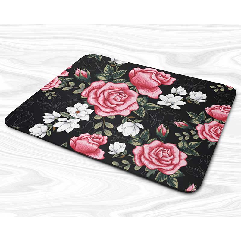 Miếng lót chuột mẫu Hoa Hồng nền đen