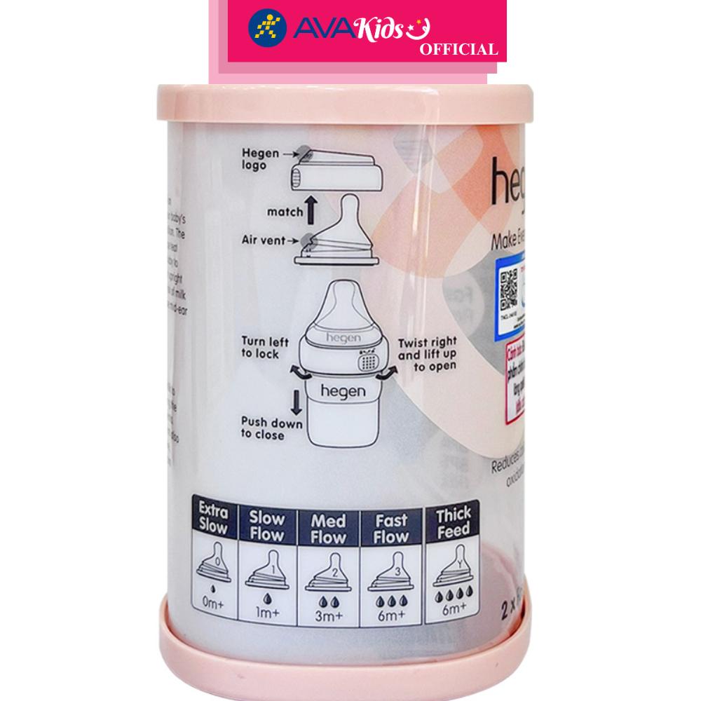 Bộ 2 núm ti Hegen cổ rộng size L (từ 6 tháng) - Hàng Chính Hãng