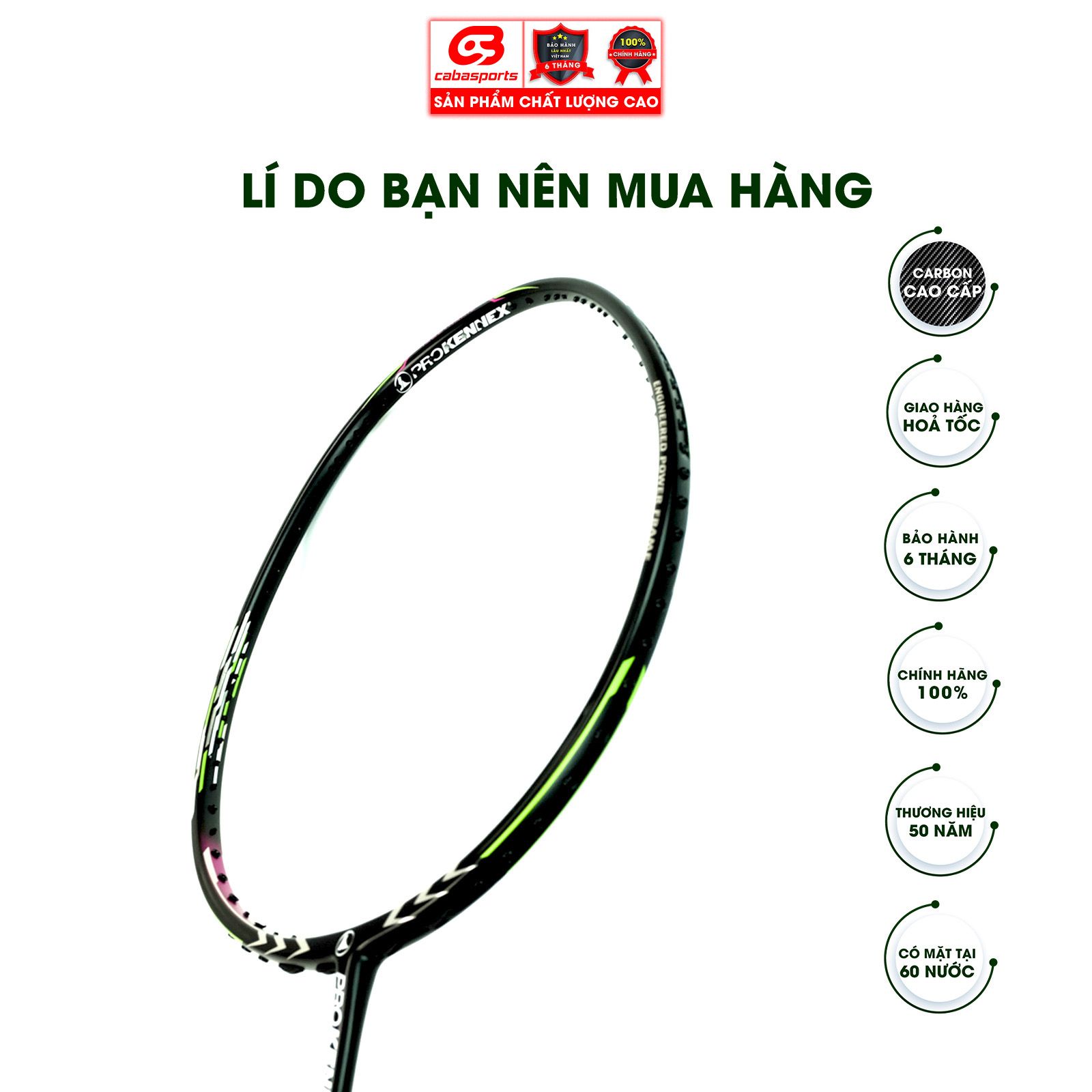 Vợt cầu lông ProKennex POWER PRO 709 chính hãng công thủ toàn diện (1 cây) - Tặng kèm quấn cán